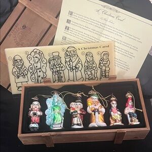 Christmas Carol blown Glass, hand painted Thomas Pacconi Ornament Set